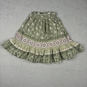 Spell & the Little Gypsies Girls Dress 3Y Green Boho Floral Smocked Ruffle